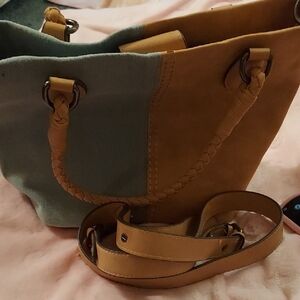 Two-Tone Tan and Denim Women's Bag